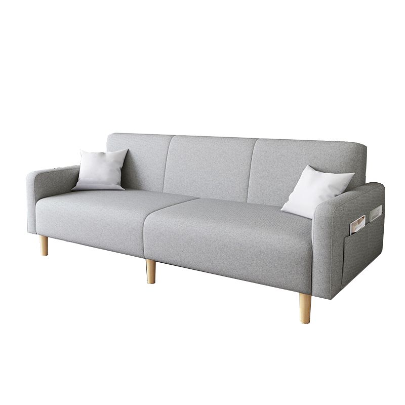 Contemporary Square Arm Sofa Couch Faux Leather/Linen Settee Couch