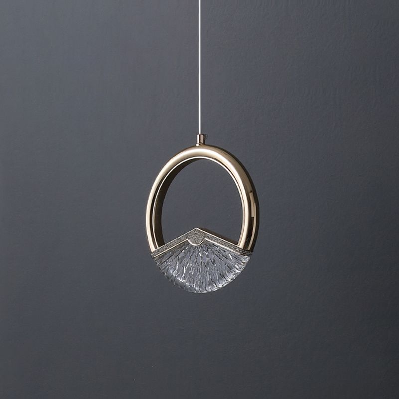 Einfachheit geführte Beleuchtung Anhänger Messingring Hängende Lampe mit Kunstkristallschatten