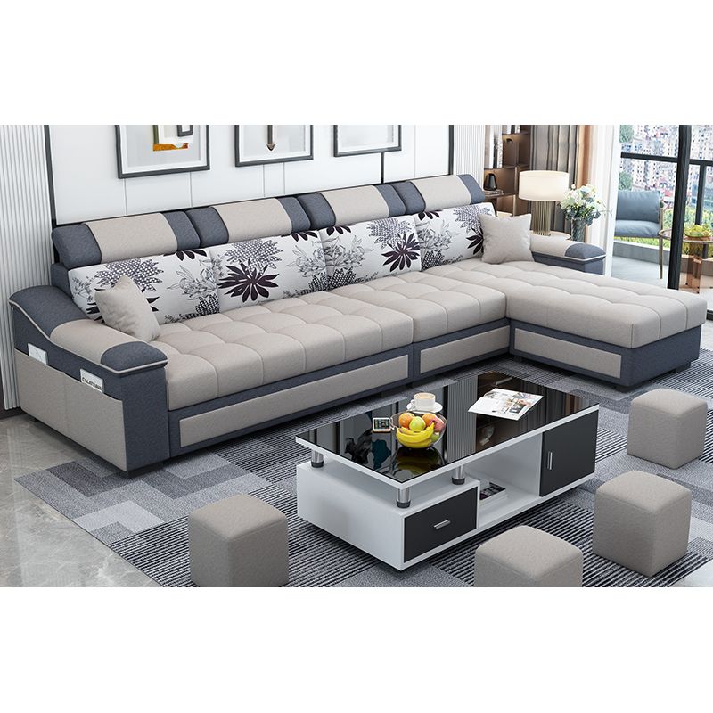 Contemporary Pillow Top Arm Reversible L-Shape Furniture Sectionals