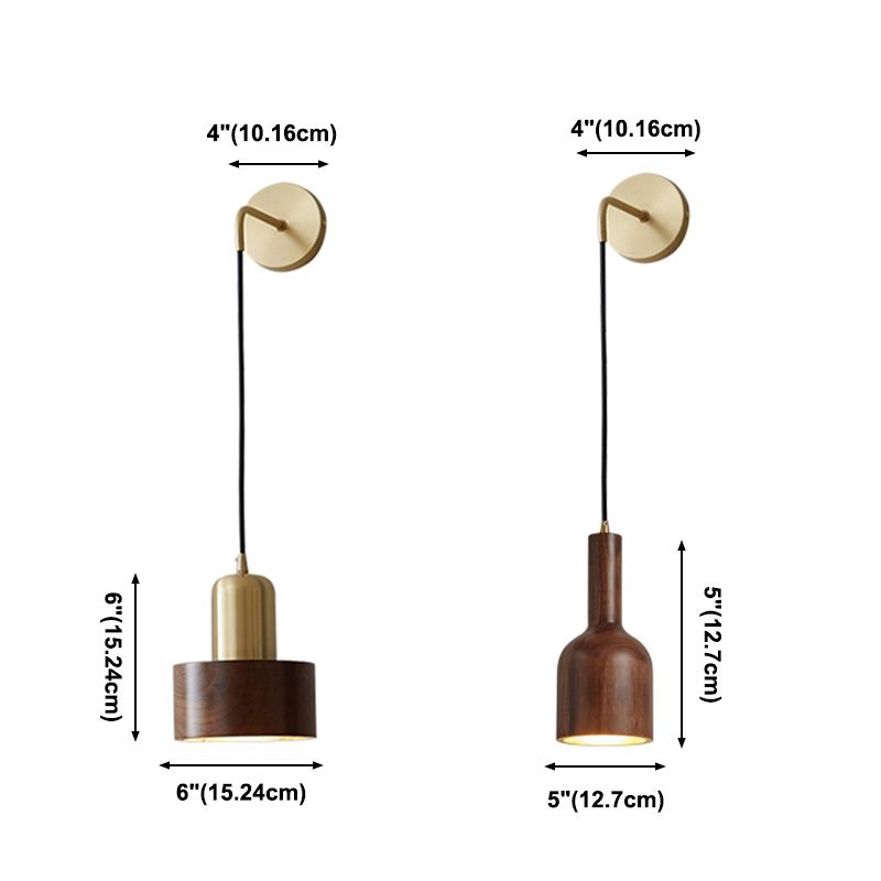 Illuminazione a parete dorata moderna 1 foglio di lampada da parete in ottone con legno per camera da letto