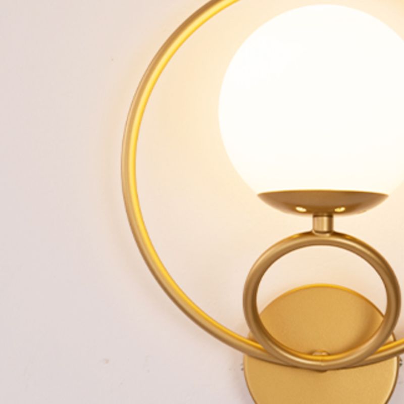 Modern Wall Mount Lamp 1-Light Spherical with Glass Shade for Bedroom