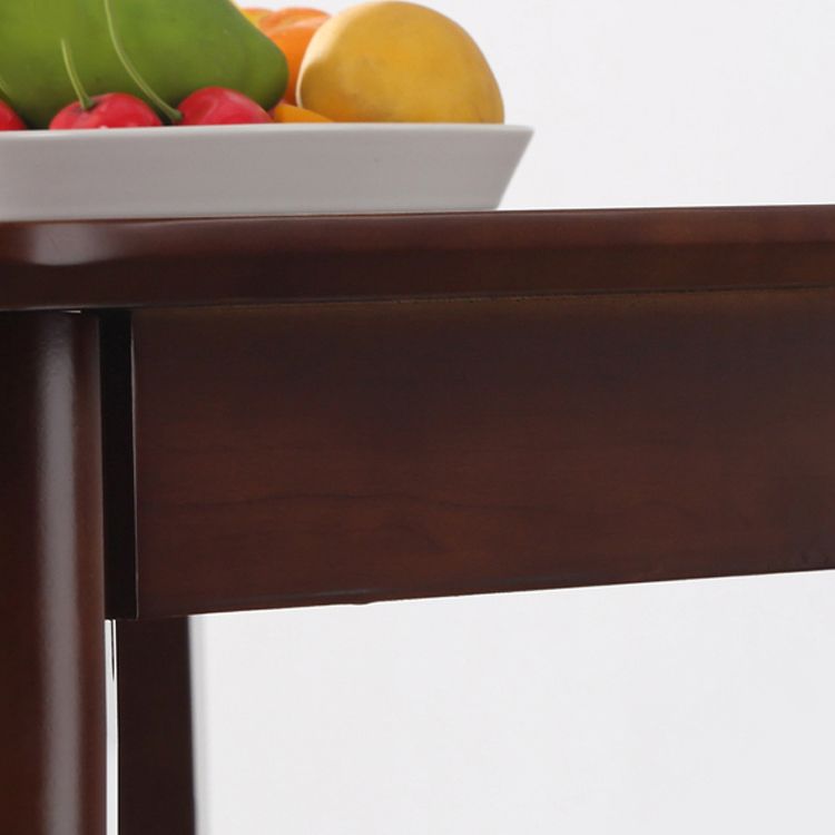 Square Industrial Dining Table Wood Color Fixed Table with Rubberwood Solid Wood