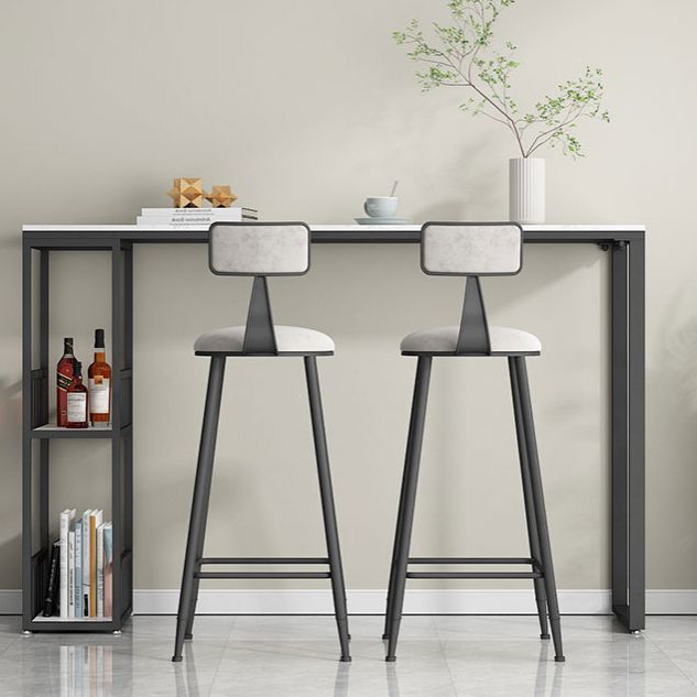 Glam Style 41.3"H Bar Table Marble White Rectangle Top Bistro Table for Living Room