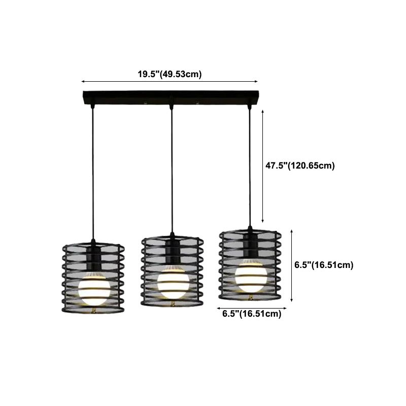 Simple Cage Hanging Island Light Industrial Hanging Lighting Fixture for Dining Room