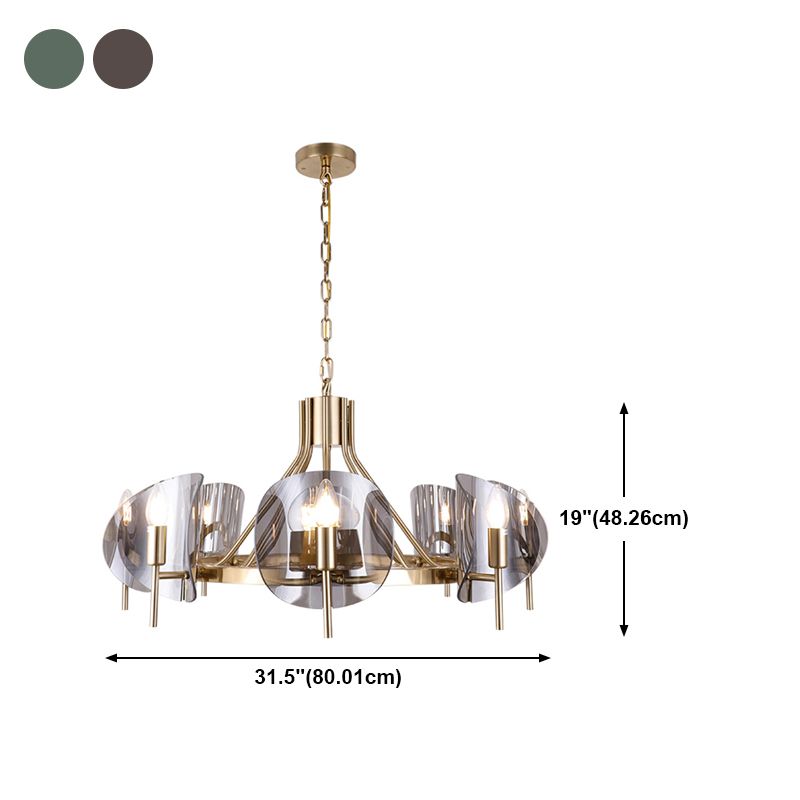 Modern Style Chandelier Light Fixture Round Shape Glass Hanging Light for Living Room