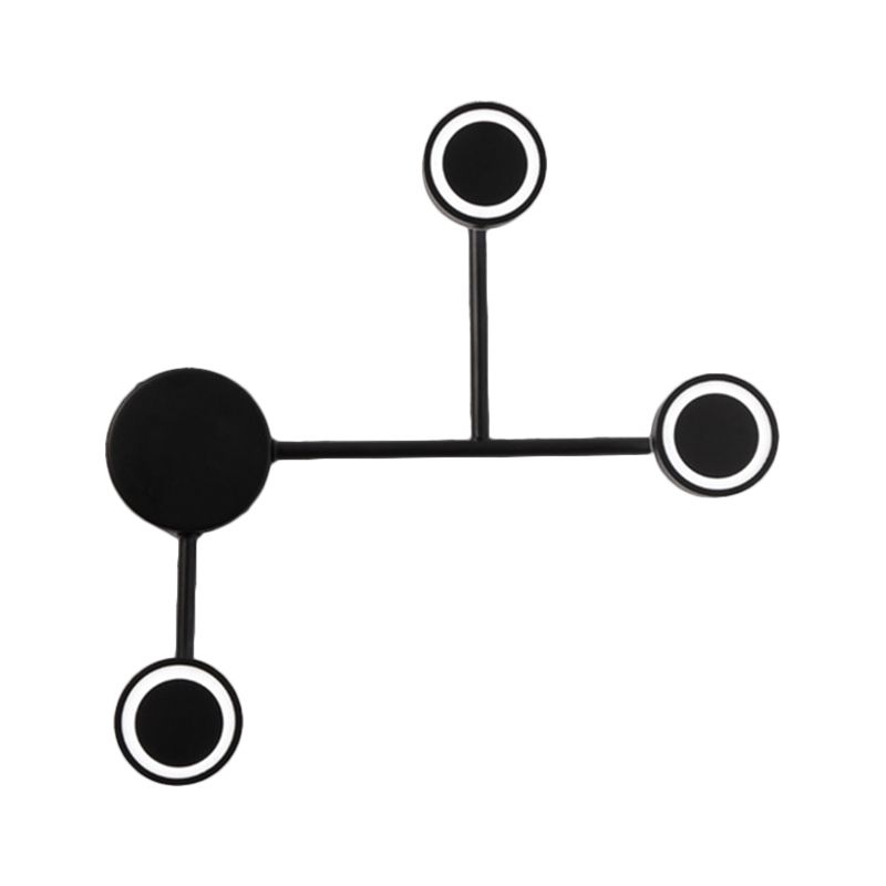 Circle Metallic Wall Mounted Lamp Modern LED Black Flush Mount Wall Sconce in Warm/White Light