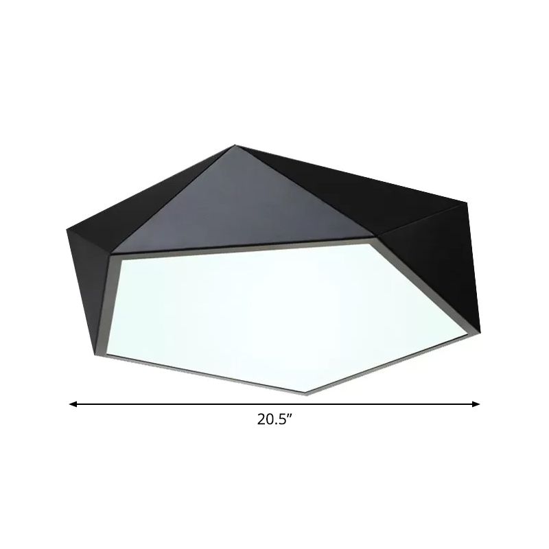 Black/White Faceted Pentacle Ceiling Lamp Nordic 16.5"/20.5" Wide LED Acrylic Flush Mount Lighting in Warm/White Light