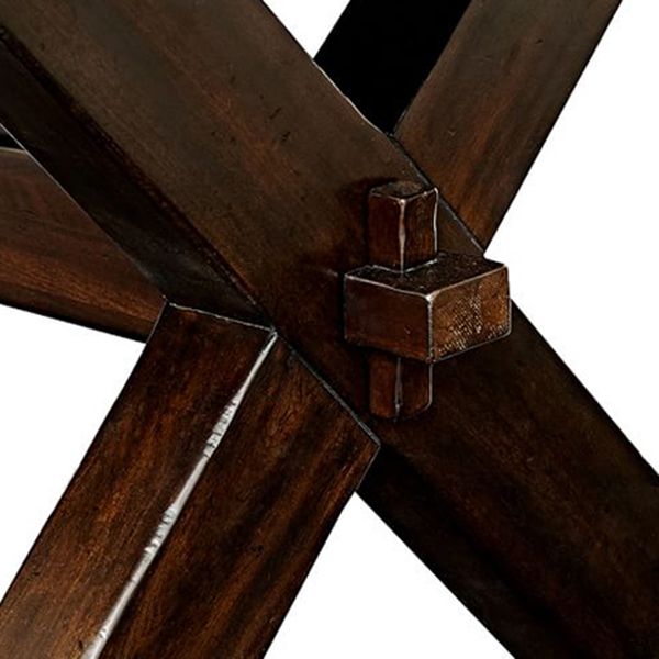 Rectangle Mid-Century Dining Table Brown Tone Fixed Table with Pinewood Solid Wood
