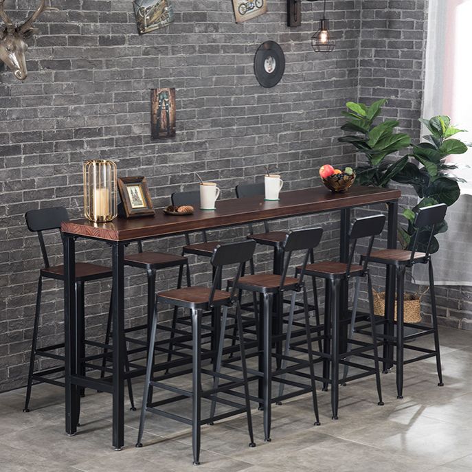 Industrial Style Bar Set 1/4/5/9 Pieces Solid Wood Rectangle Pub Dining Set