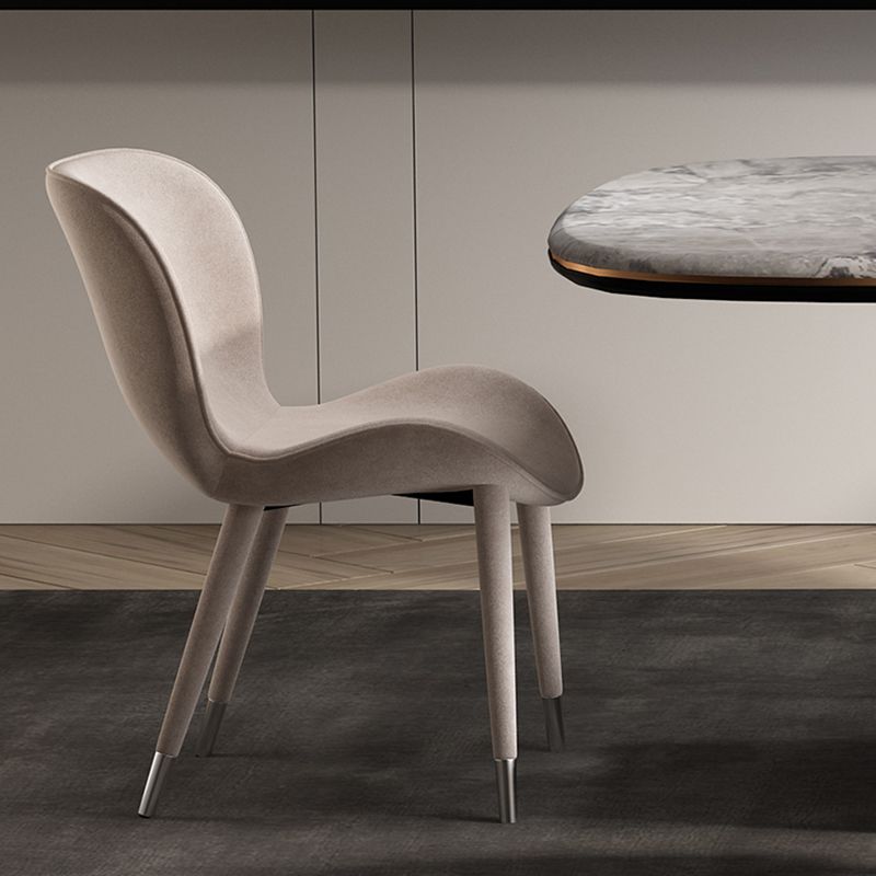 Silla de comedor de tela de lino de estilo moderno, silla de comedor con respaldo sólido y brazo para cocina