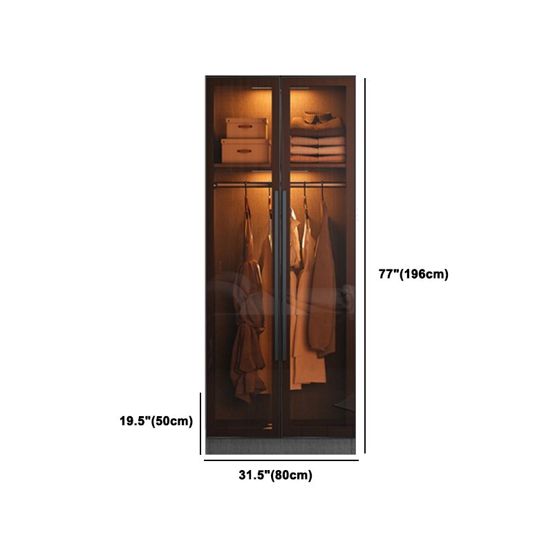 Glass and Wood Wardrobe Cabinet Contemporary Wardrobe Closet