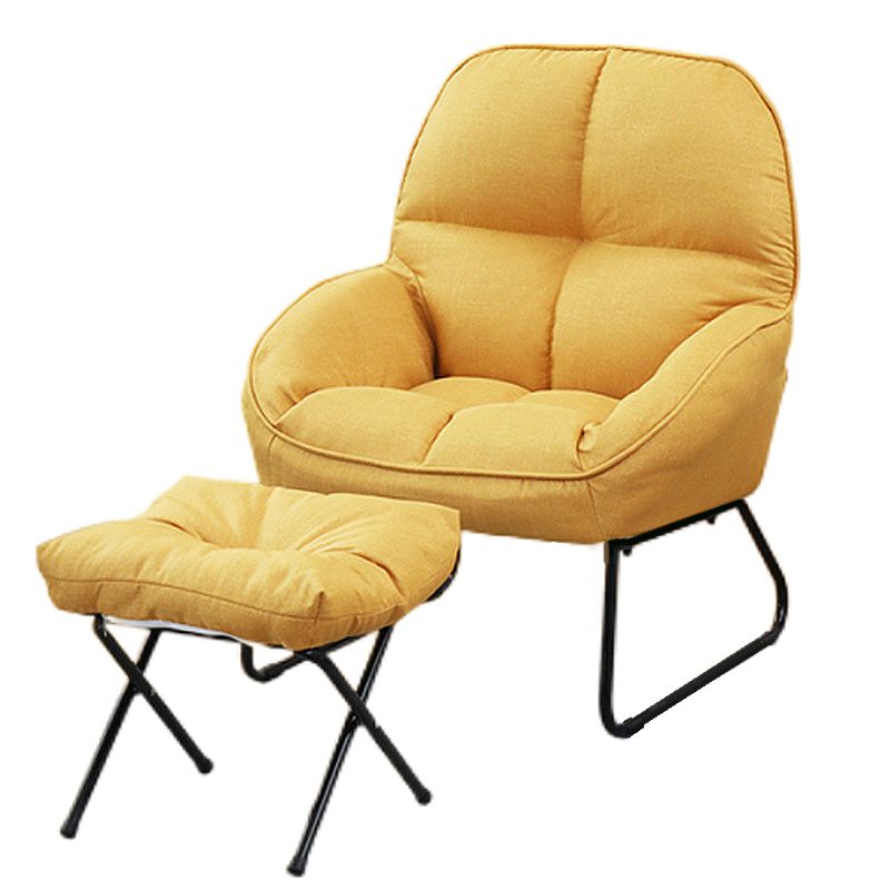 Linen 23.62"W Flared Arms Chair with Sled Based and Biscuit Back