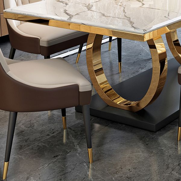 Metaal traditionele luxe rechthoek binnen tafel gesinterde stenen tafel met metalen schok