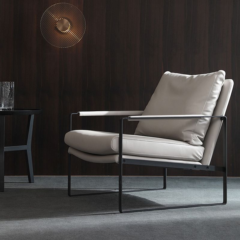 Mid-Century Modern Sled Arm Chair Faux Leather Accent Armchair for Living Room