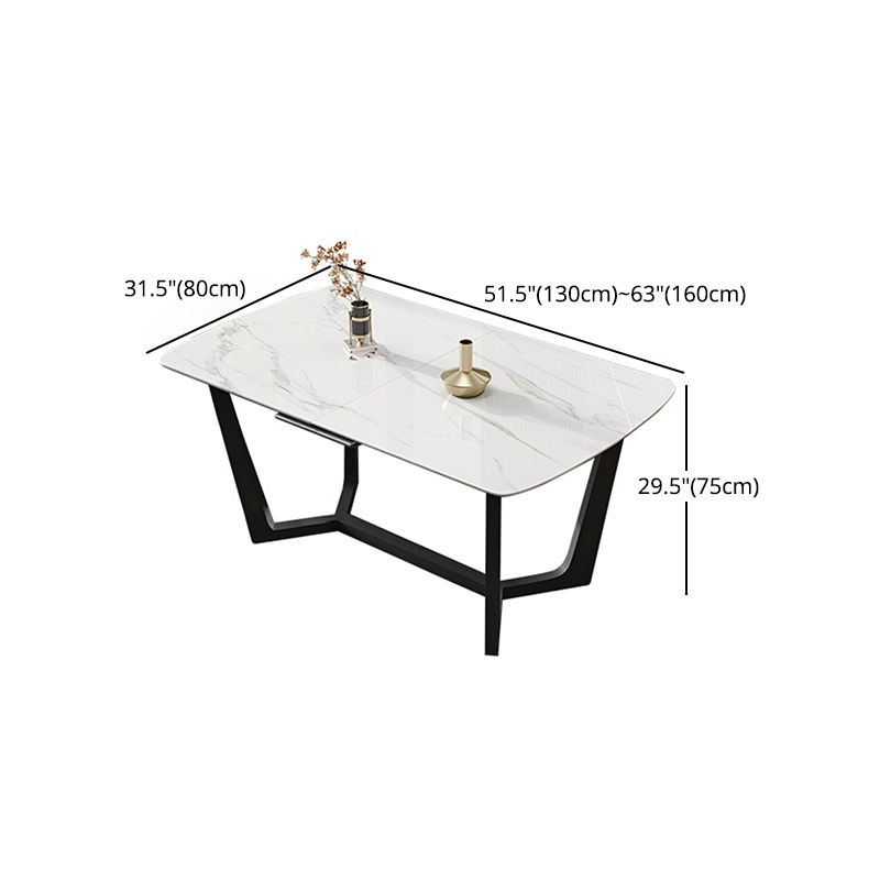Modern Scalable Dinette Set 1/4/5/7 Pieces Dining Table Set with White Sintered Stone Top