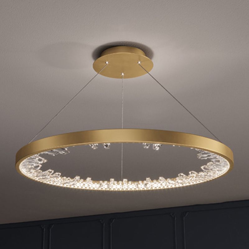 Aluminum Circle Chandelier Lamp Simple Bedroom Chandelier Light