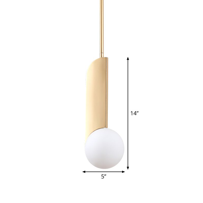 Creative Postmodern Ball Pendant Lamp Cream Glass 1/3-Bulb Dining Table Suspension Light in Gold