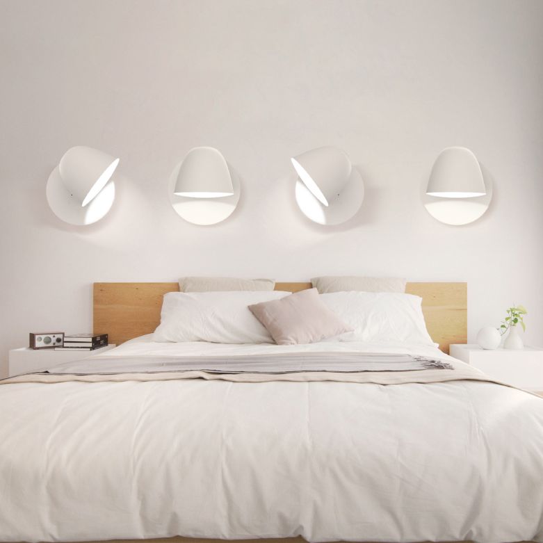 Modern Creative White Rotatable Wall Sconce Plastic Dome Wall Light for Interior Spaces