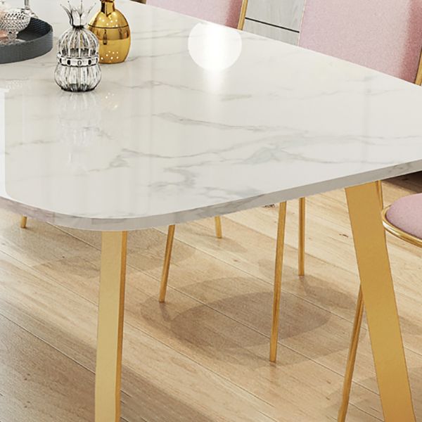 Metal Mesa de comedor de piedra sinterizada de rectángulo de lujo tradicional con base de trineo