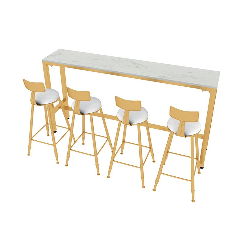 Glam Cushion Bar Stool Backrest Barstool with Gold Metal Legs