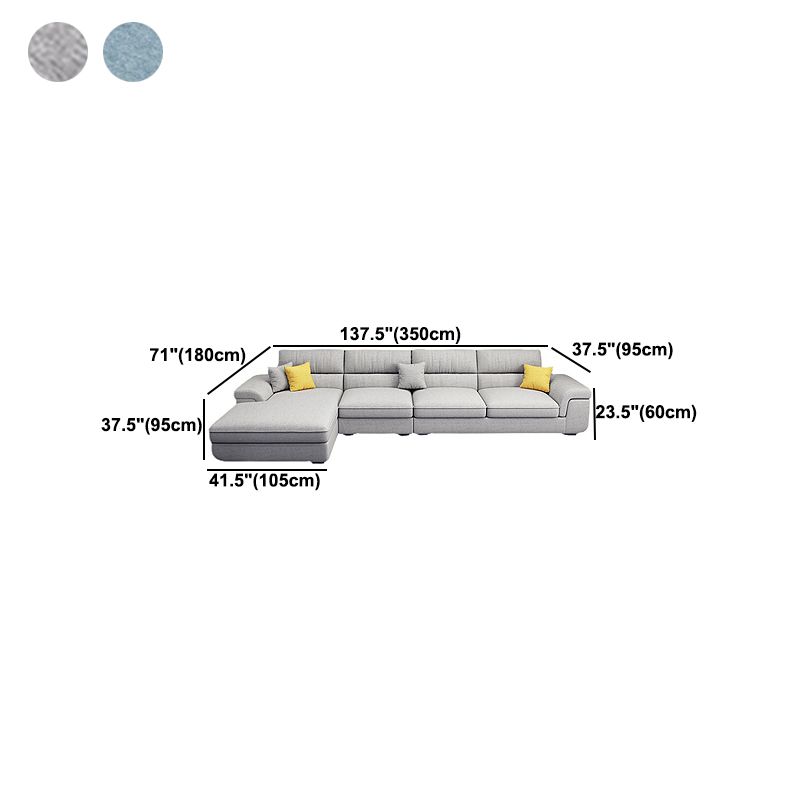137.79" L Modern Linen Sectional Pillow Top Arm Sectional for Living Room