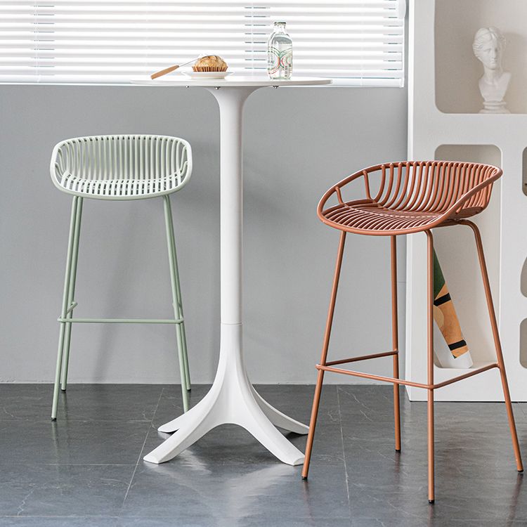 Contemporary Footrest Metal Barstool Matte Finish Restaurant Stool