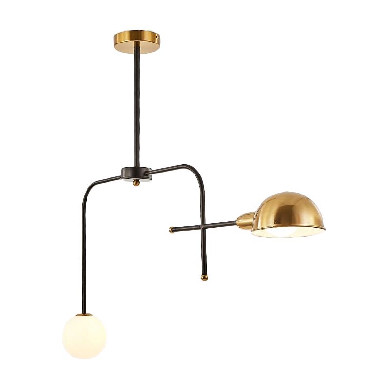Metal Armed Hanging Chandelier Modern 2/4 Bulbs Black and Gold Ceiling Suspension Lamp