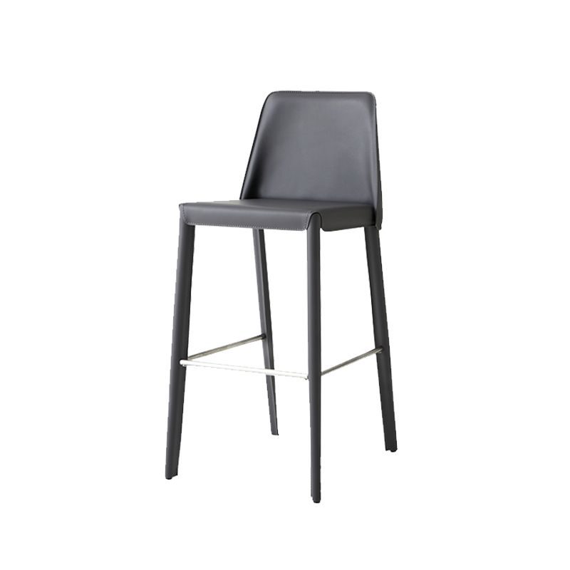 Faux Leather Bar Stools Modern Style Patio Bar Stool with Backrest