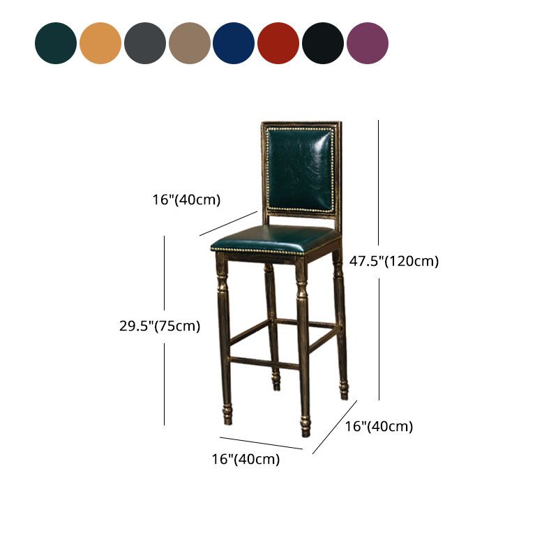 Distressed Bronze 29.5" H Barstool Industrial Indoor Tall Stool with Square Seat