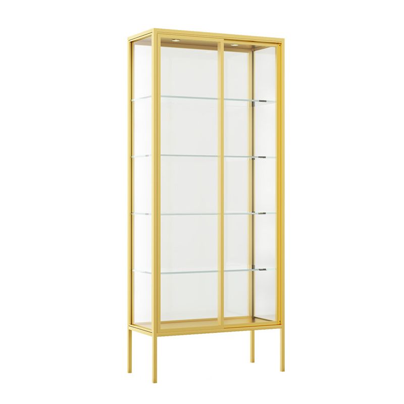 Glam Curio Cabinet Metal Glass Doors Buffet Cabinet for Living Room
