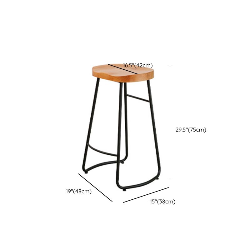 Industrial Bar Stools Solid Wood Armless Barstool in Natural