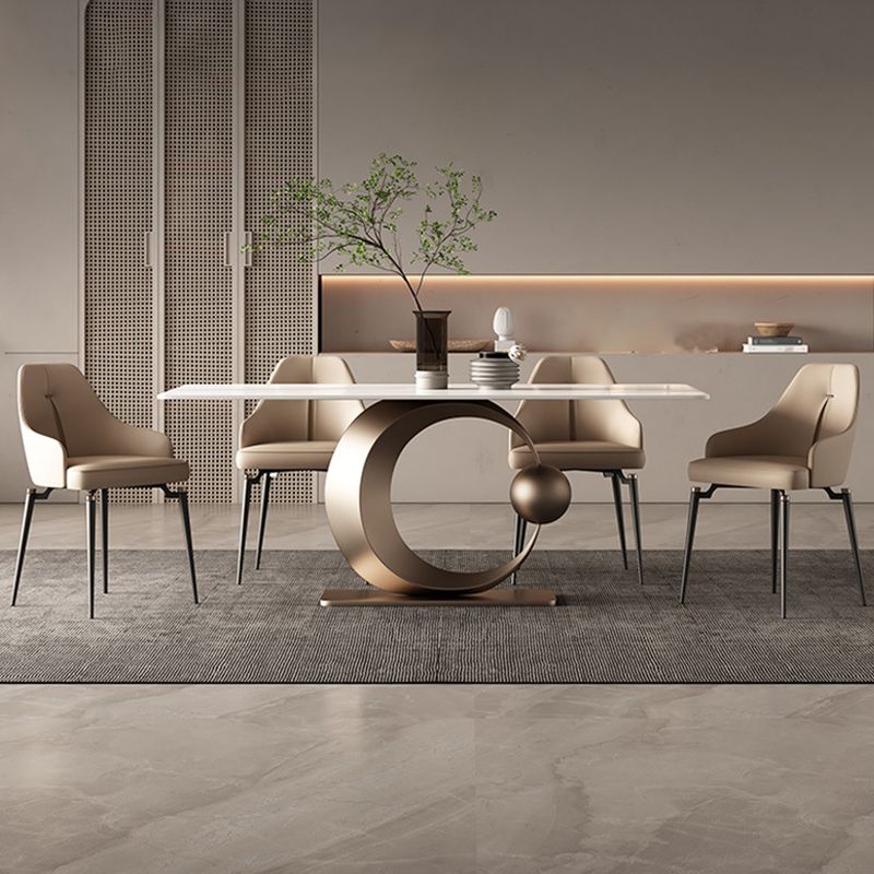 Glam Rectangle Table Set 1/2/5/7 Pieces Dining Set for Home Use