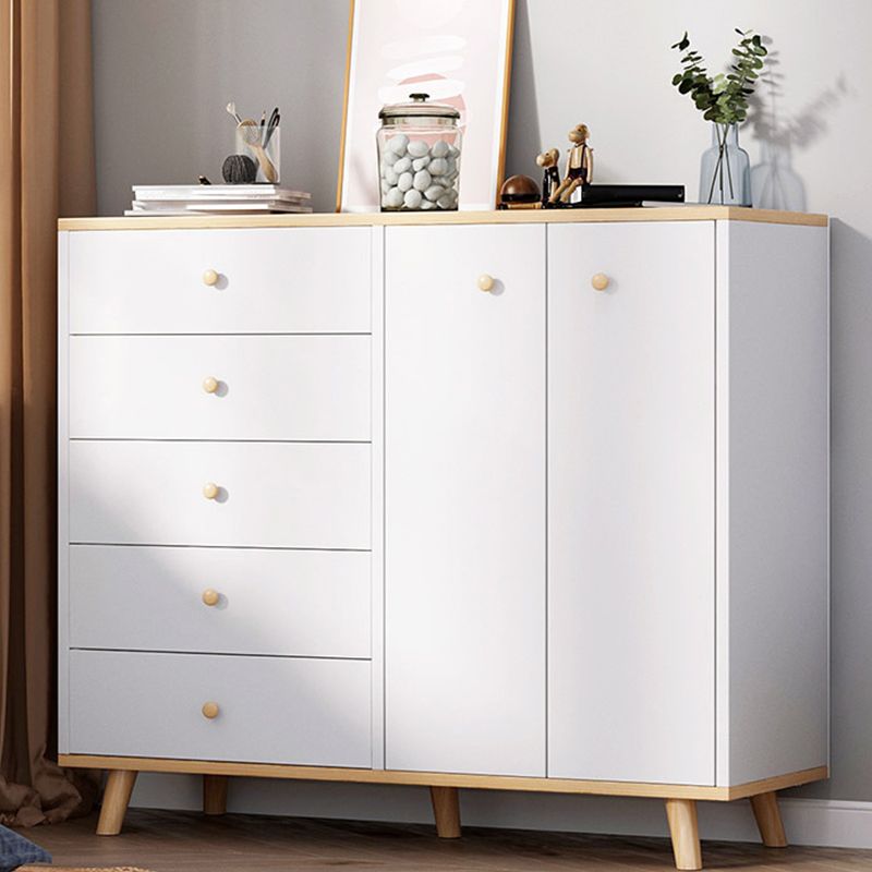Contemporary Rectangle Side Cabinet with Drawers Wood Accent Chest