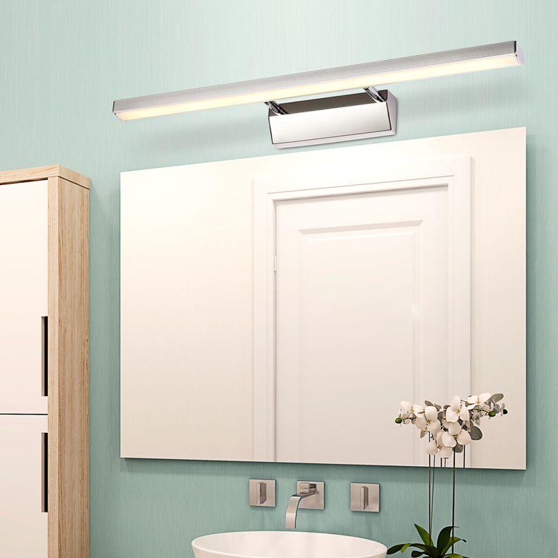 Pronzo della parete a led in argento acrilico in moderna lampada a parete regolabile in acciaio inossidabile per bagno per bagno