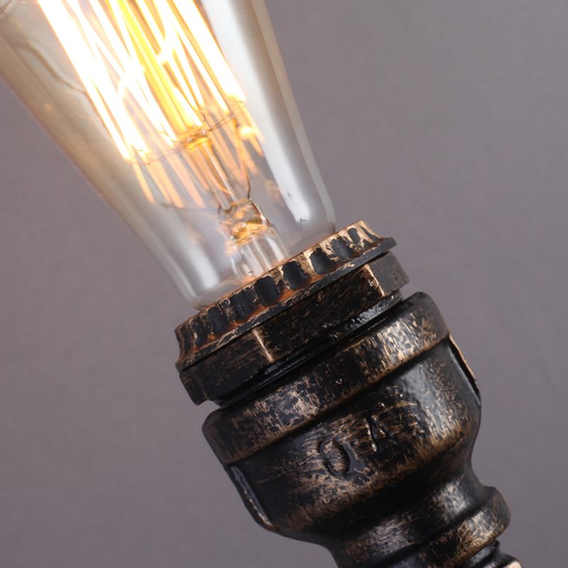 1 Head Wall Light Retro Plumbing Pipe Iron Wall Lighting Fixture in Bronze for Corridor