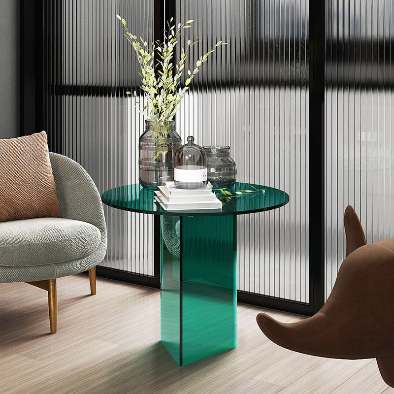 19" Wide Glam Side Table Clear Acrylic Pedestal Accent Side Table