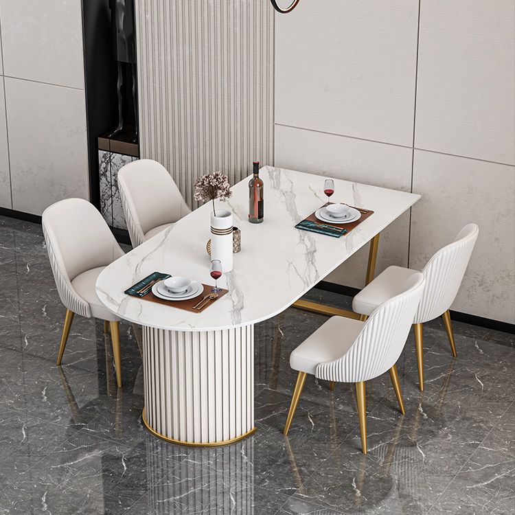 Free Form Fixed Kitchen Table Luxury Sintered Stone Double Base Table