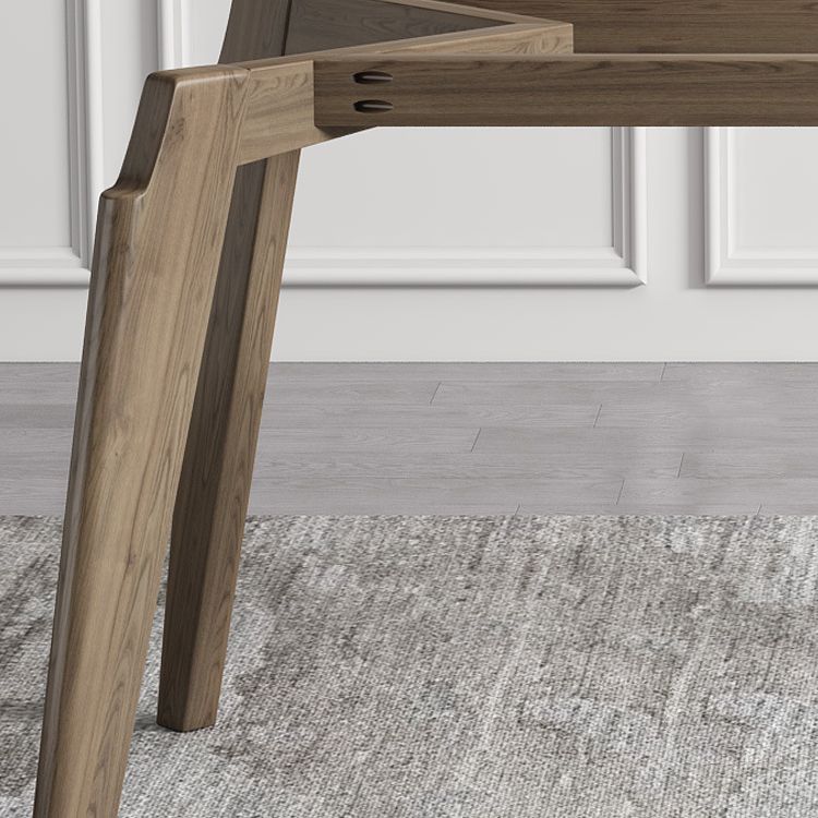 Industrial Style Rectangle Dining Table Sintered Stone Table with Wood Legs