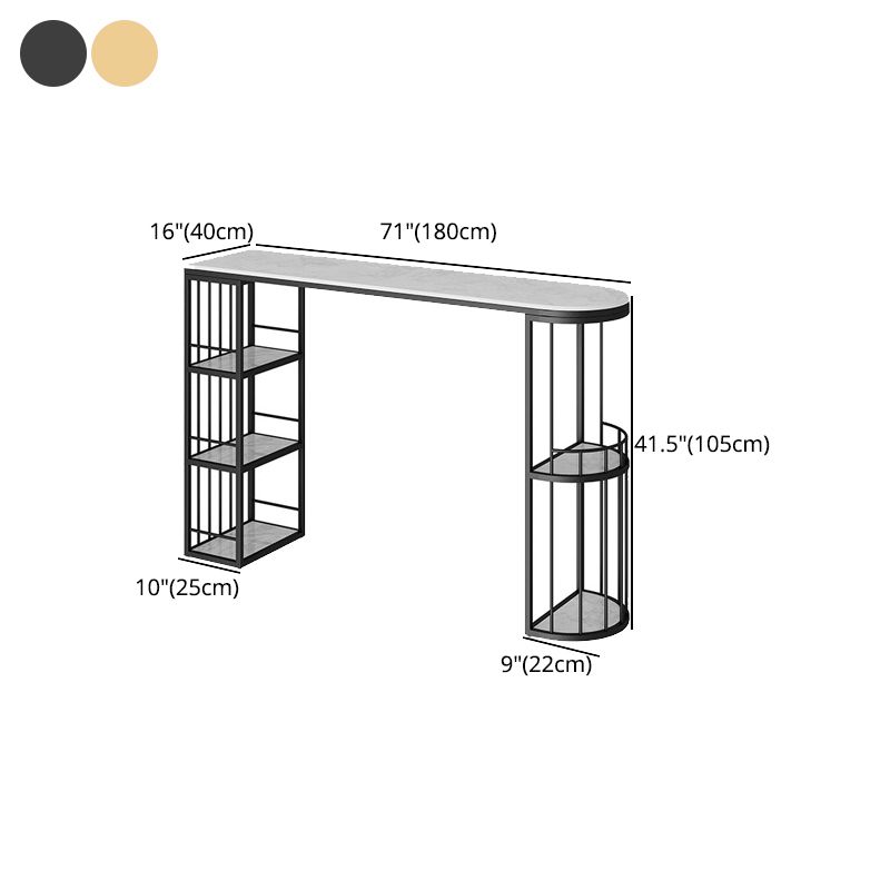 Stone Bar Dining Table Glam Bar Table with Double Pedestal for Dining Room