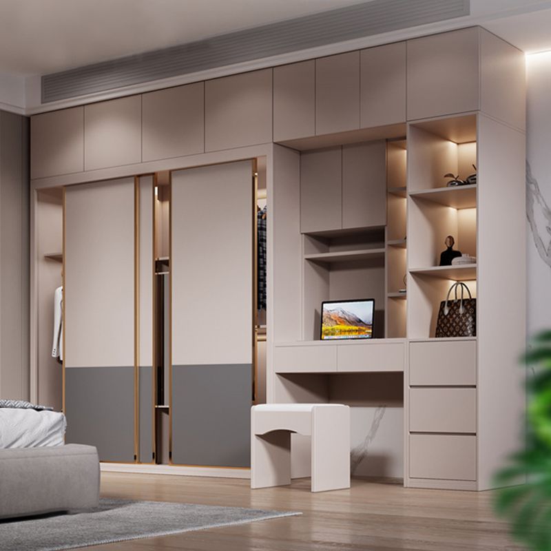 Modern Style Storage Cabinet Wooden Armoire with Doors and Drawers