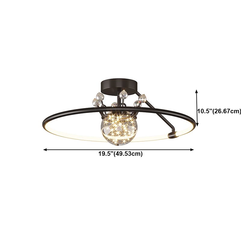 Sphère contemporaine Flush Lightture Metal 2 Lumière Lumière Flushmount Éclairage pour chambre à coucher