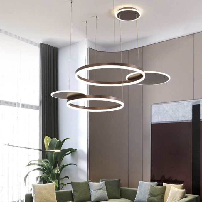 Circles Hanging Pendant Light Minimalistic Living Room LED Chandelier Pendant Light