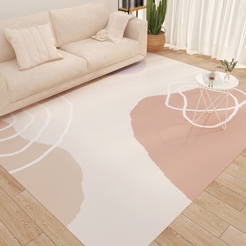 Brown Nordic Rug Polyester Contrast Color Rug Non-Slip Backing Rug for Drawing Room