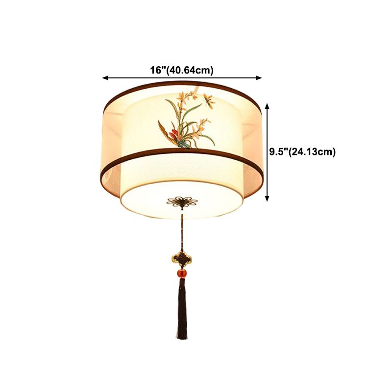 Traditional Style Fabric Ceiling Light Multi Lights Ceiling Mount Light