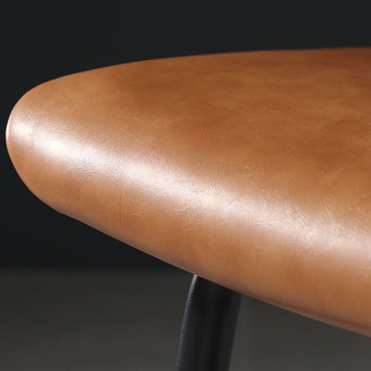 Glossy Leather Square Bar Stool Industrial Metal Stools with Back Legs
