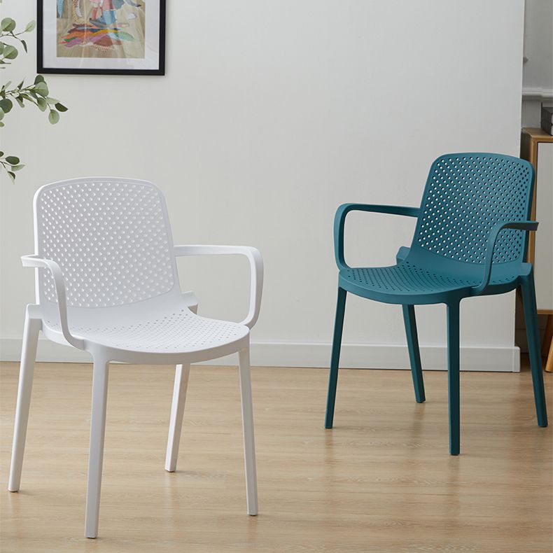 Contemporary Plastic Dining Room Chair Stacking Arm Chair for Restaurant (Set of 4)