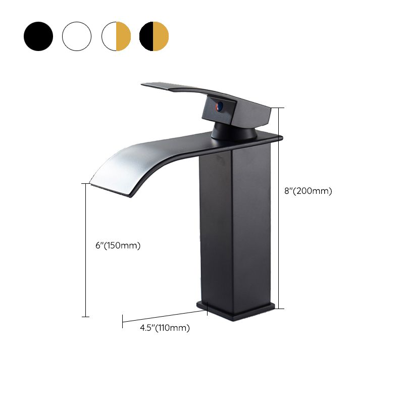 Waterfall Spout Vessel Sink Faucet Single Handle Square Faucet