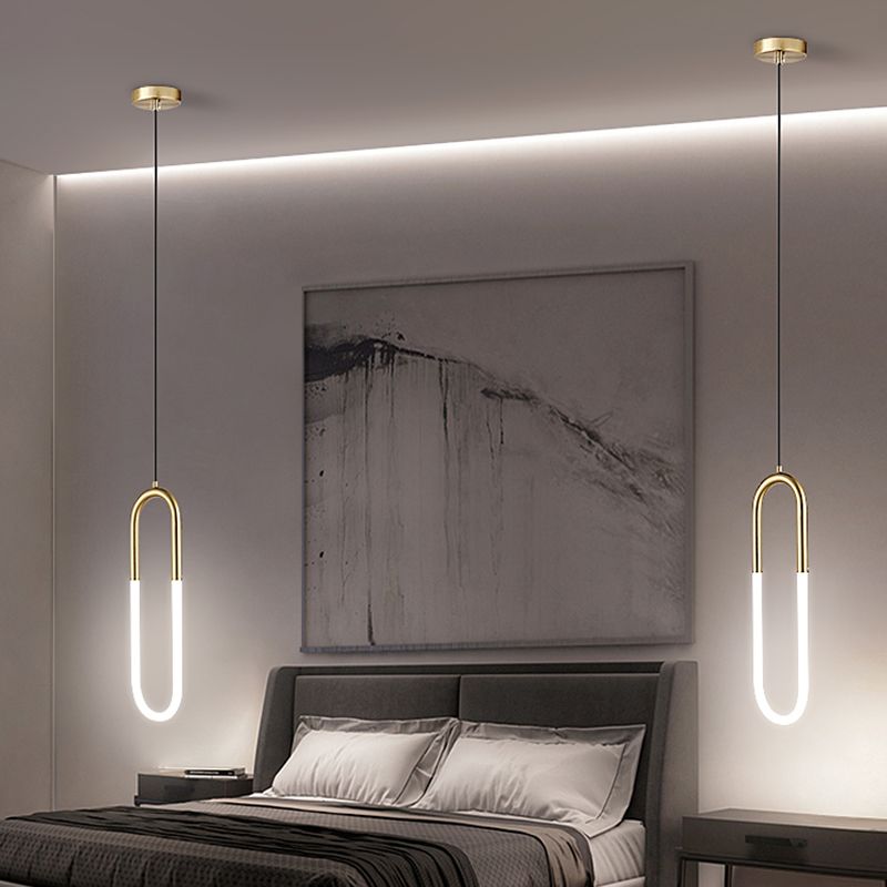 Geometric Suspension Pendant Light Minimalist Metal LED Bedroom Pendant Light Kit in Gold