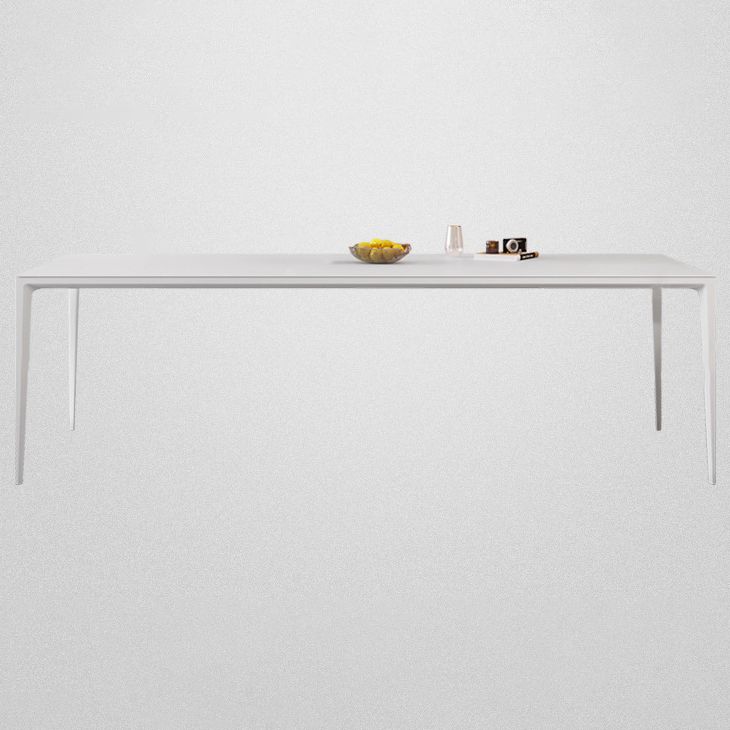 Modern Rectangle Dining Table Sintered Stone Dining Table with 4 White Legs for Home Kitchen Dinner