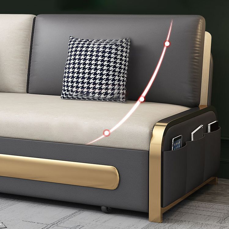 Contemporary 35.43" H Faux Leather Armless Sofa Bed For Living Room